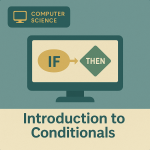 Illustration of a flowchart showing an if-then decision process in coding.