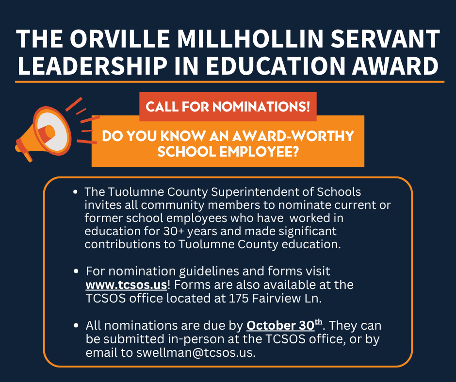 Information on the Orville Millhollin Servant Leadership in Education Award